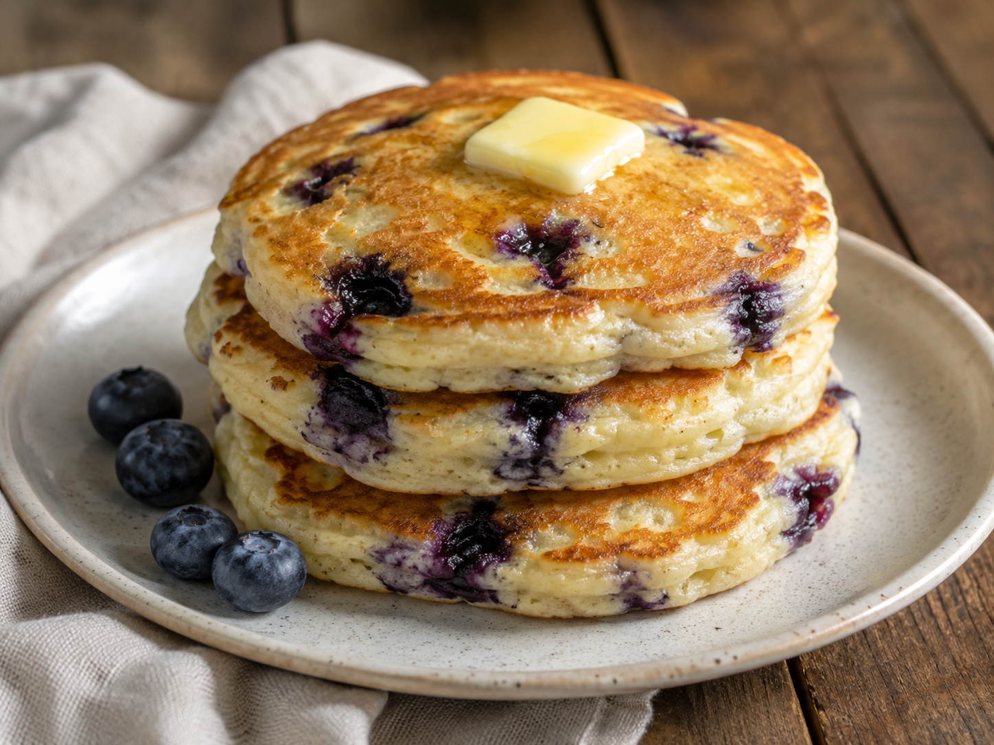Blueberry Pancakes prepared with garden-fresh blueberries