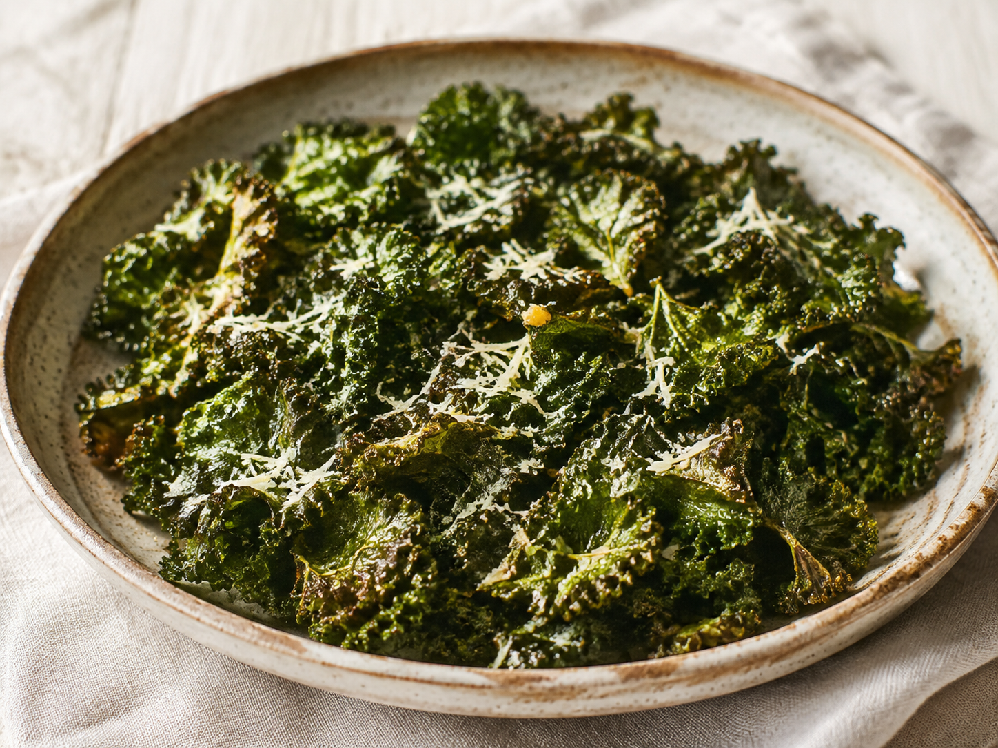 Roasted kale with garlic and grated Parmesan