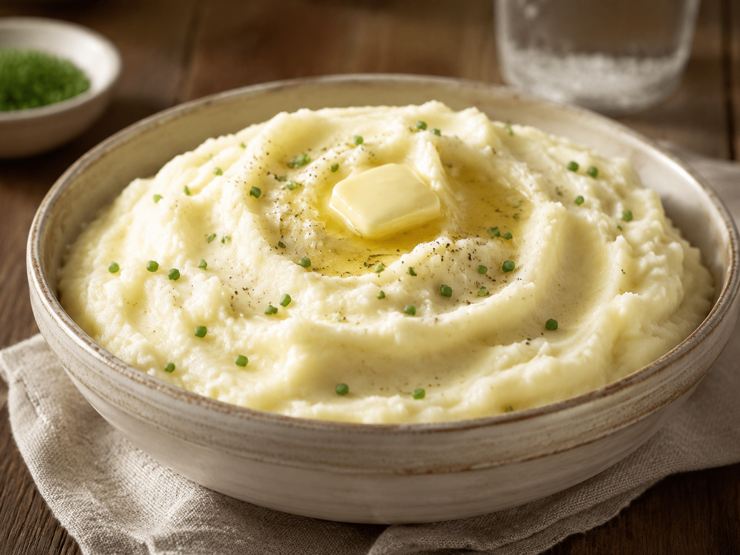 Classic Mashed Potatoes prepared with garden-fresh potatoes