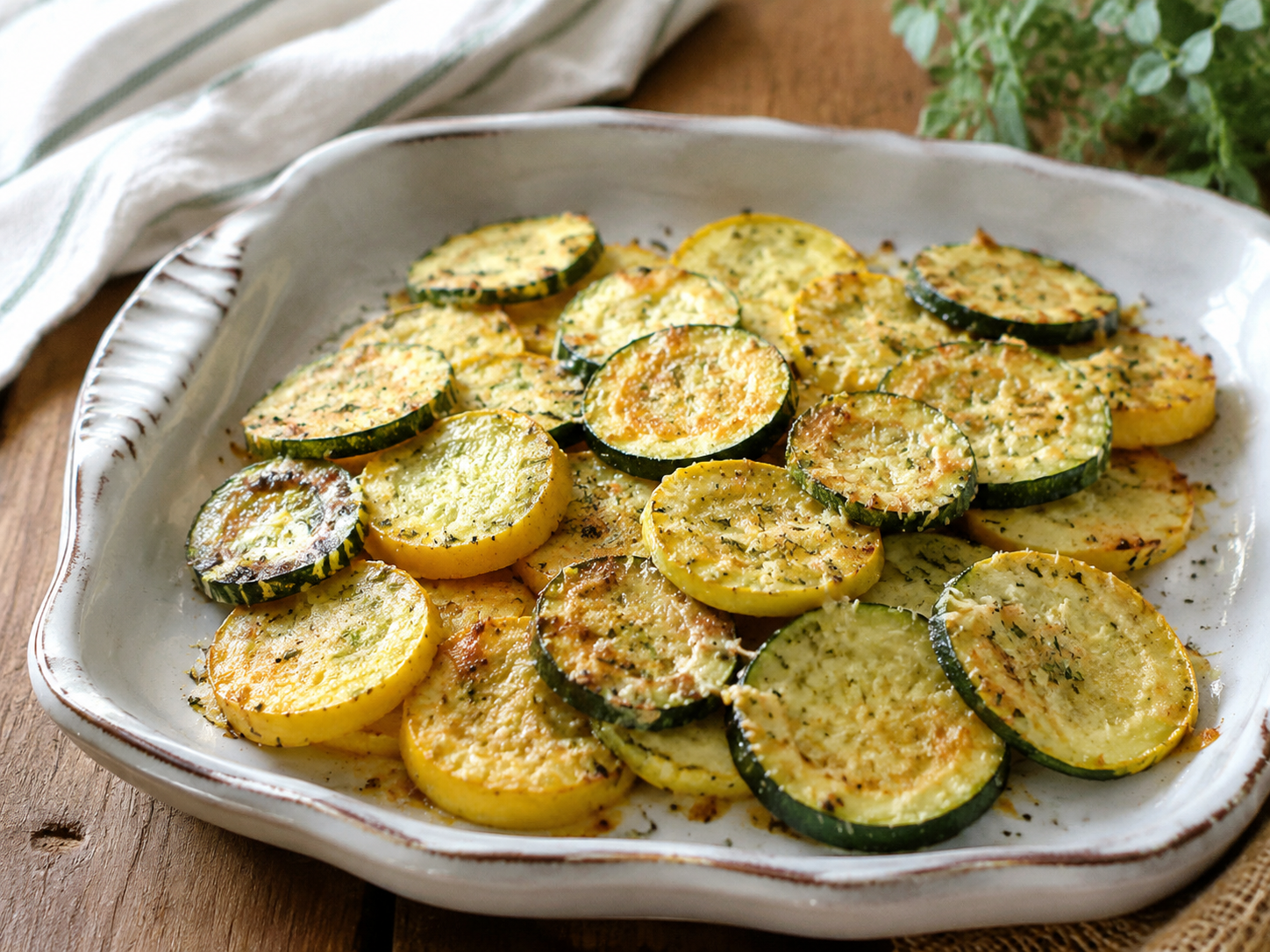 Golden roasted zucchini and yellow squash with Parmesan