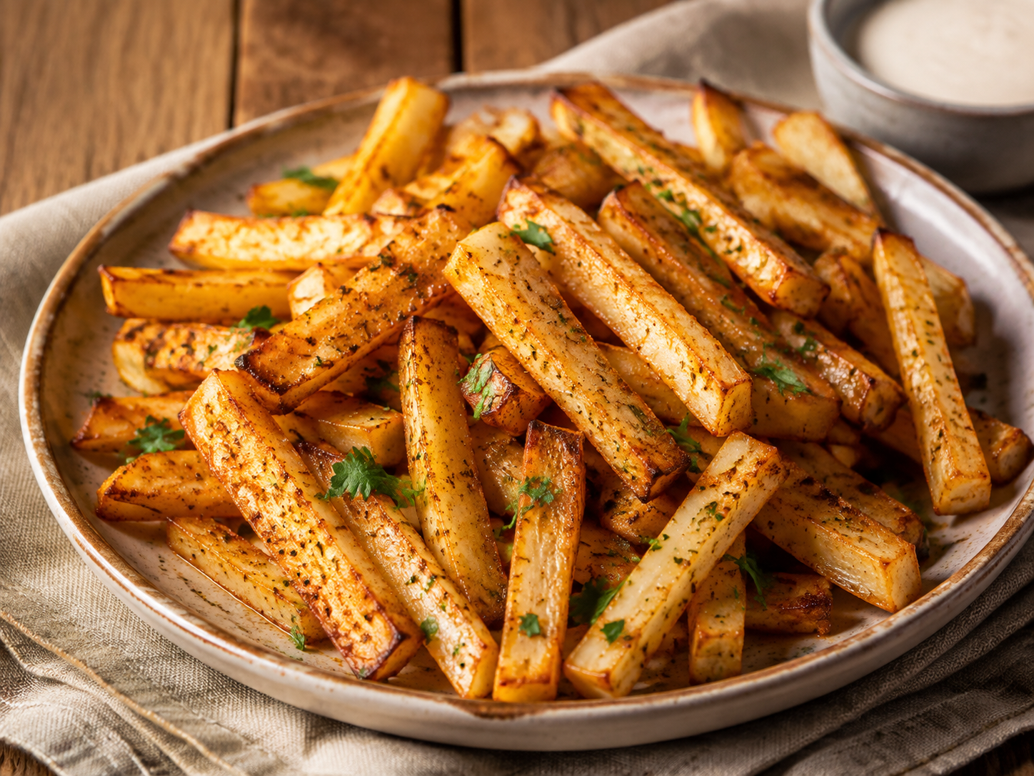 Roasted Turnip Fries prepared with garden-fresh turnips